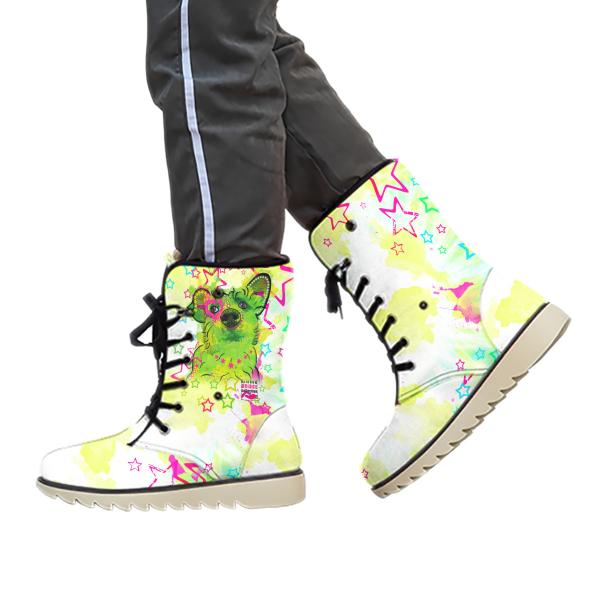 Winterboots mit Hundemotiv Luna - gefütterte Winterschuhe, Stiefel, bunt, Grösse 35-44, Mix, Mischling, Strassenhunde